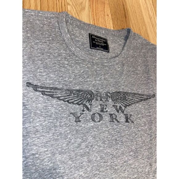 Abercrombie &‎ Fitch New York Wings T-shirt Large Y2K A&F Gray Soft Vintage - Picture 1 of 7